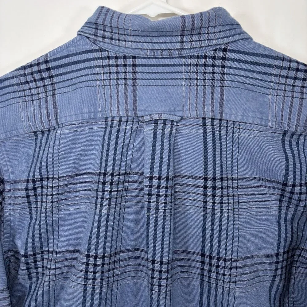 Blake Shelton X Lands End Button Down Flannel Shirt Mens Size Medium Blue Plaid